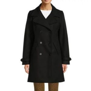 NWT Black Pea Coat Double Breasted Time and Tru Women M